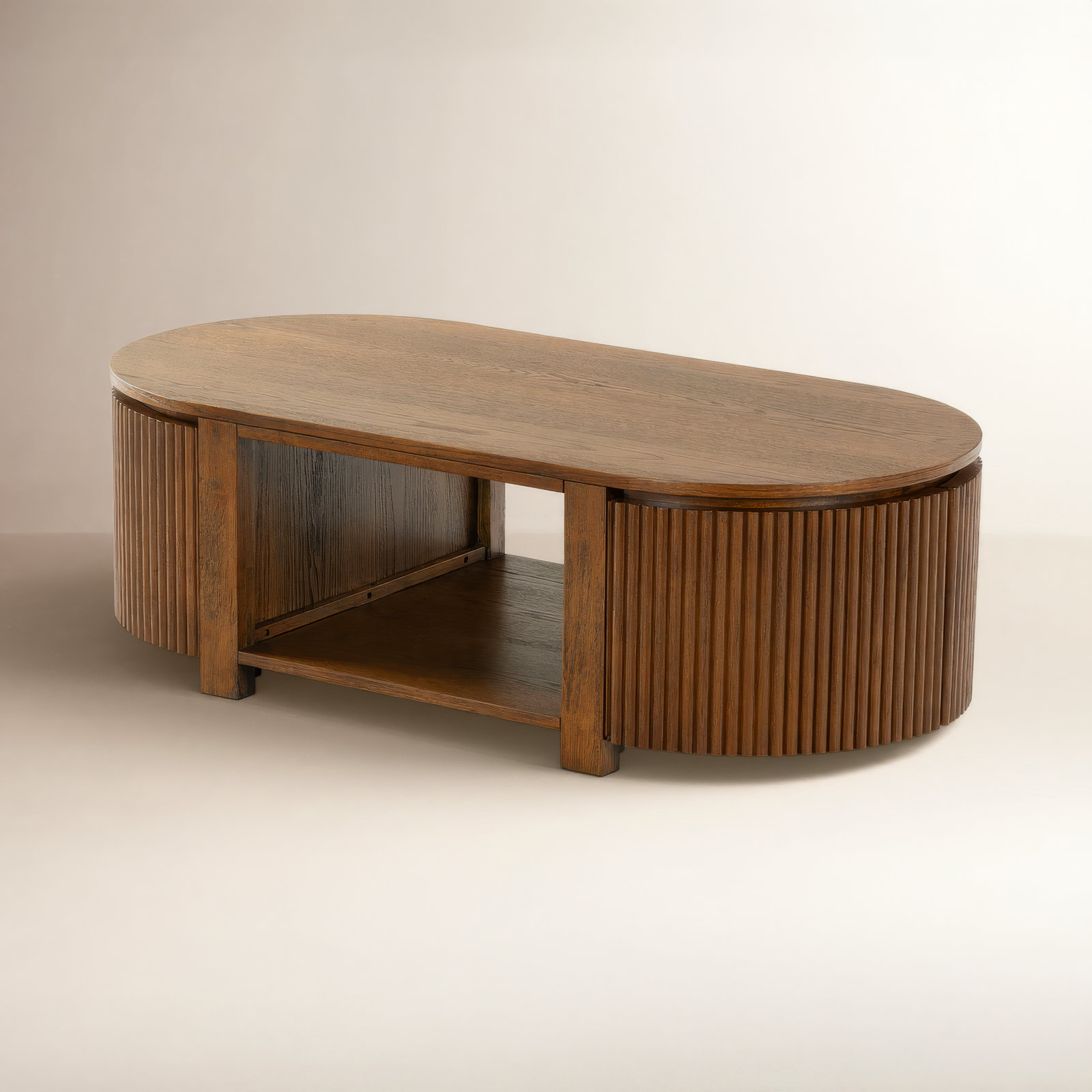 Christy 25" Oval Coffee Table, Medium Oak