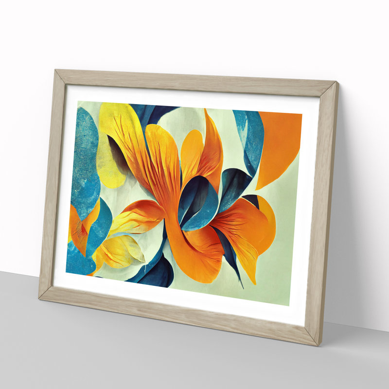Flowers Abstract Vol.1 - Single Picture Frame Print, 46cm H x 64cm W x 2cm D, Oak Framed