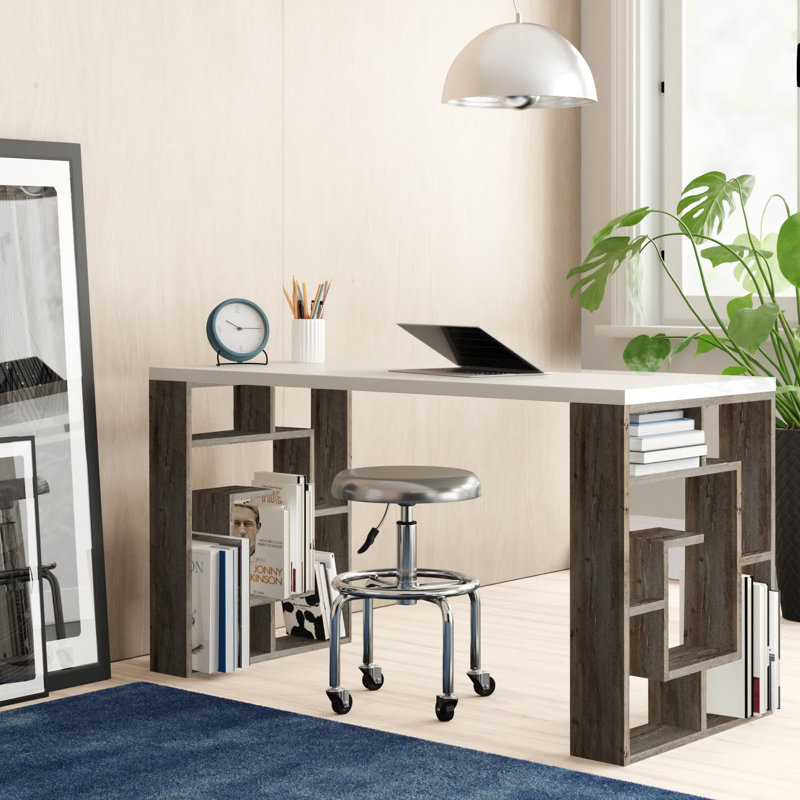 Labirent Writing Desk, White/Dark Coffee