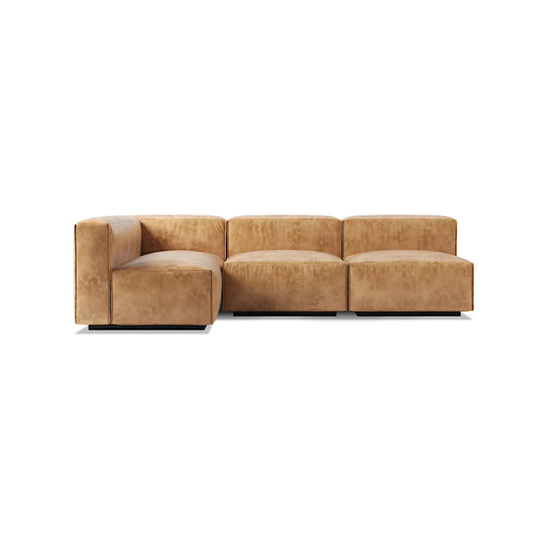 Cleon Modular Sectional, Camel Genuine Leather, Left Hand Facing