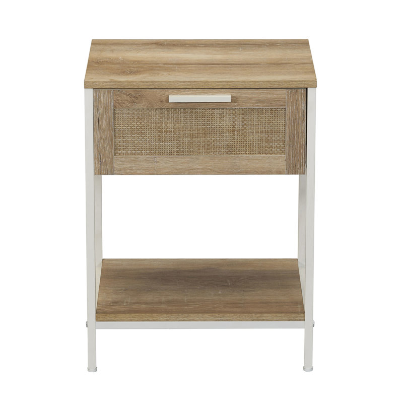 Table d'appoint Coastal Oak Ironwork, Plateau brun / structure blanche