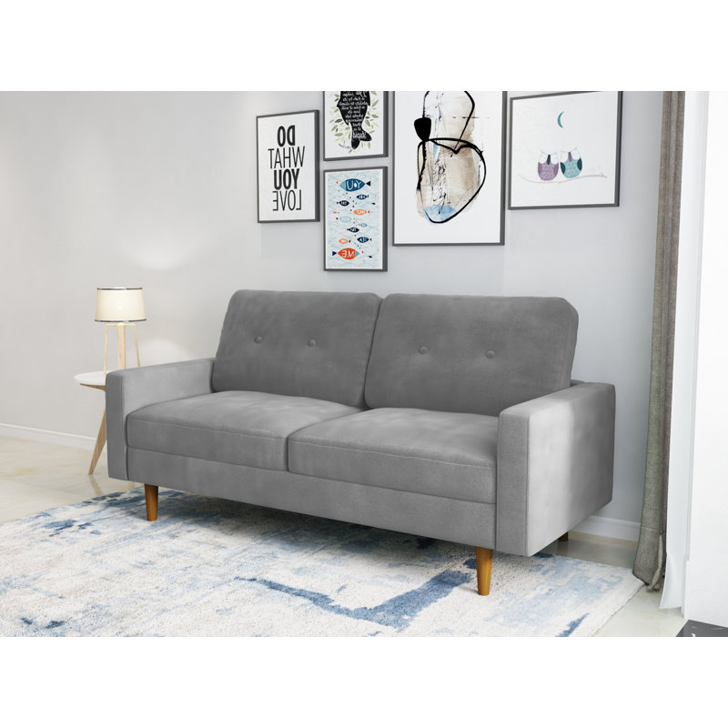 70'' Velvet Sofa, Gray Velvet 