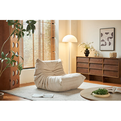 White Fabric TOGO Ergonomic Design Bean Bag Chairs, Armless Floor Sofa, Single Lounge Chair For Living And Office