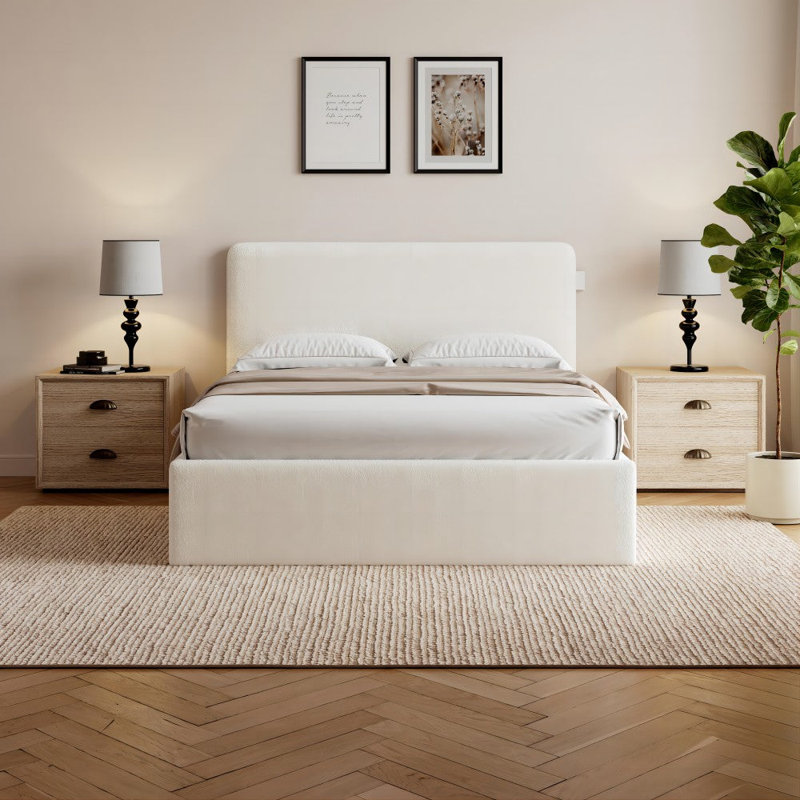 Revaz Upholstered Ottoman Storage Bed, Kingsize (5'), White