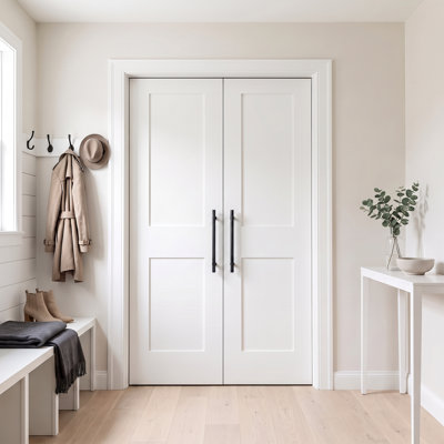18" x 80" x 1-3/8" White Primed Shaker Wooden Interior Slab Door with 2-Panel Design