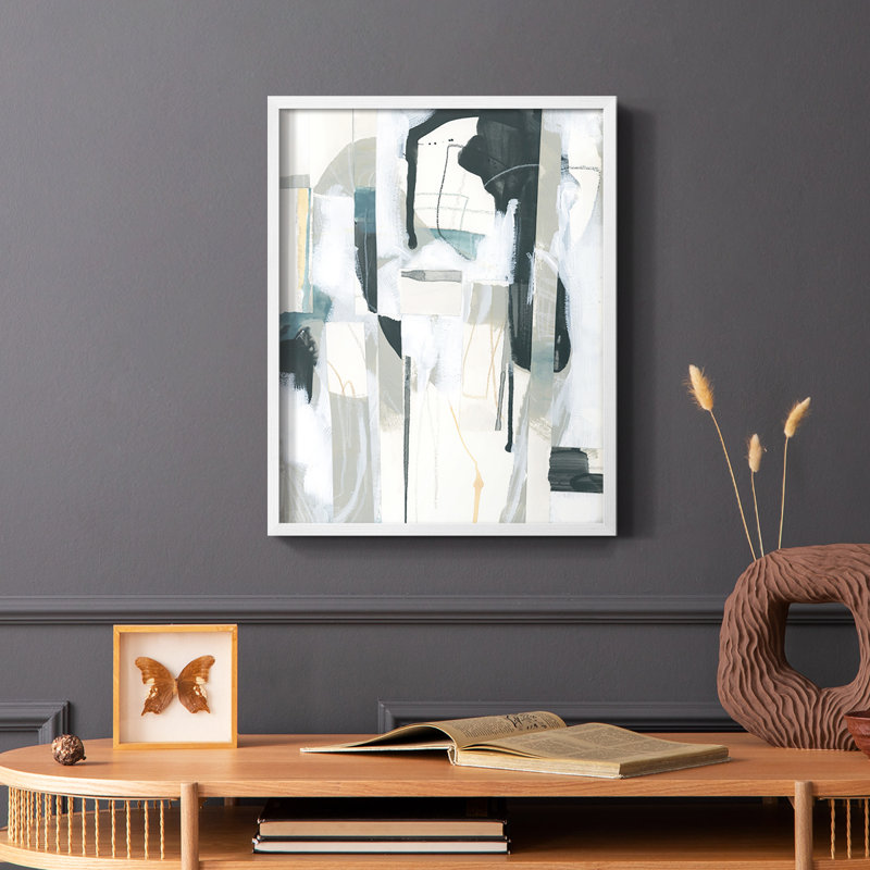 Sea Cavern Strata II, reproduction encadrée - bois massif, Cadre simple blanc, H 20 po x l 16 po