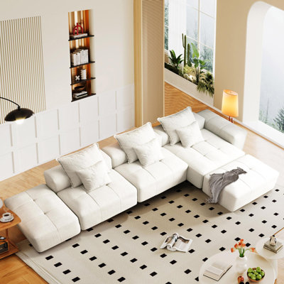 Modern Oversized Modular Sectional Sofa,Sparkling Chenille Fabric Soft Cushion Sofa With 6 Pillows,6 PCS DIY Combination Tufted Sofa,No Assembly Requi by Latitude Run