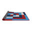 Laine tissée à la machine abstraite et polyester bleu/rouge/gris Tapis décoratif-1584479897