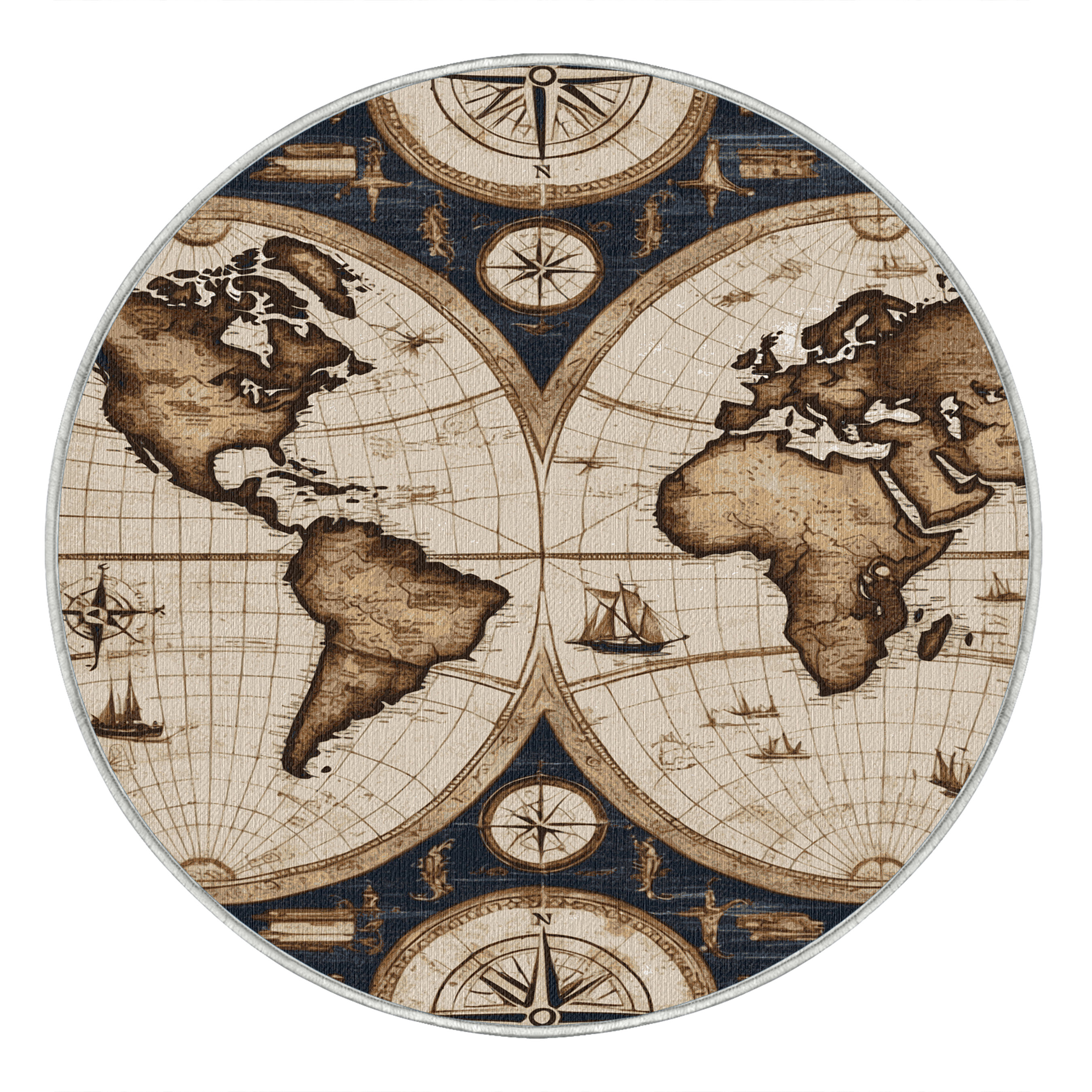 Longshore Tides Washable Cartographic details Nautical Area Rug | Wayfair