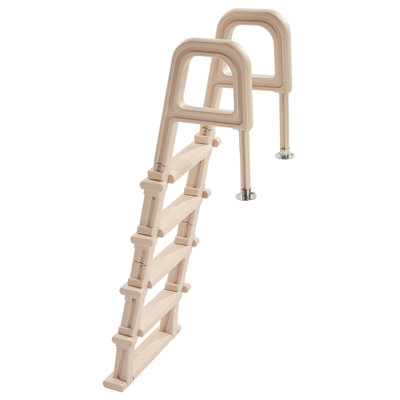 Inclined Pool Ladder 5-Step & 2 Handrails of 300 lb Capacity for 48-54 In Pools