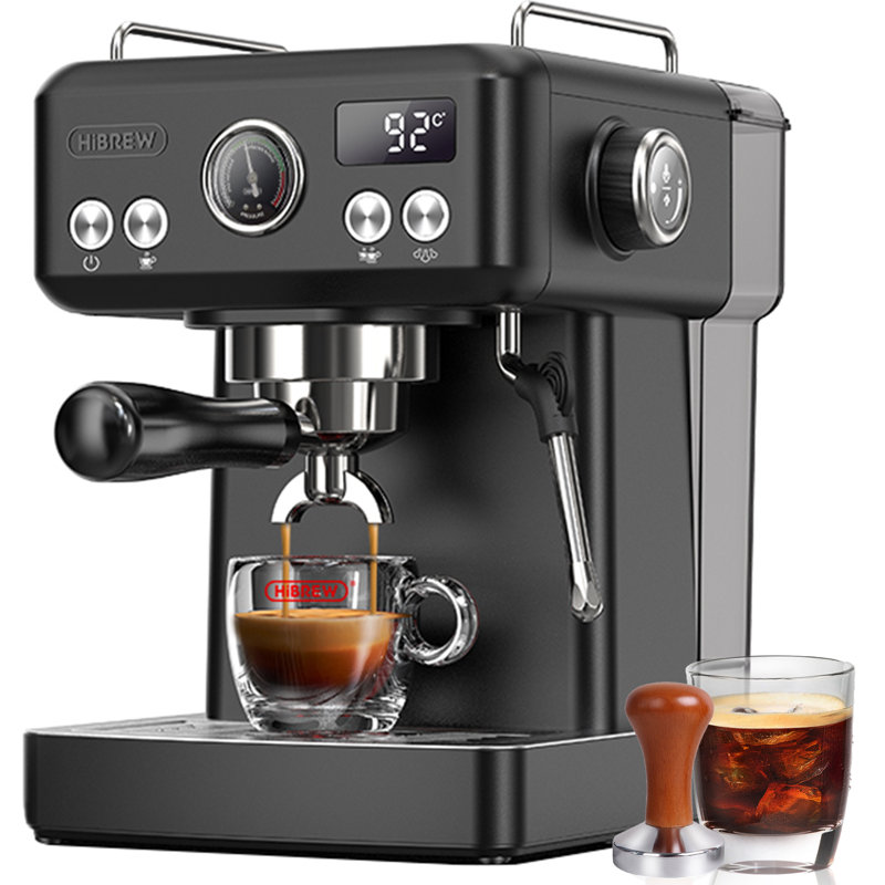 HiBREW 58mm Espresso Machine H10A, 20 Bar Coffee Maker with Milk Frother Steam Wand, Stainless Steel Coffee Machine for Home Use,Black
