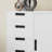 5-Drawer Metal Office Storage Cabinet (White), Mobile Version With Printer Stand, Suitable For Home Storage-1420748626