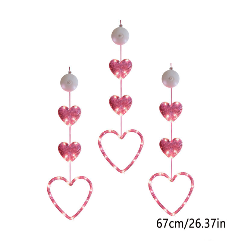 3pc Lumière de rideau à ventouse à DEL avec abat-jour en forme de décoration de fête, décoration de salle de mariage, décoration suspendue