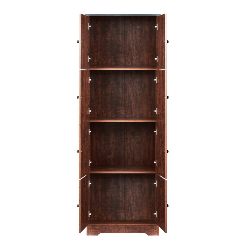 Armoire à 4 tablettes et 8 portes en noyer - Ajoutez du rangement à votre chambre d'amis pour garder les outils de garage organisés