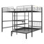 Lit superposé en métal avec bureau intégré, tablettes et échelle-914001447