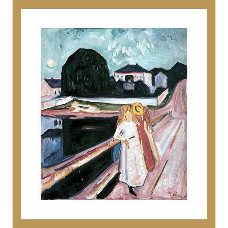 «Girls on the Pier» par Edvard Munch - impression giclée sur cadre, H 26,42 po x l 23,5 po