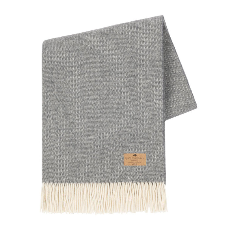 Pinstripe Cashmere/Lambswool Throw, Slate
