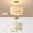 13" Modern Drum Semi-Flush Mount Ceiling Light – Gold Finsh with Double-Layer Linen Shade-1121507005