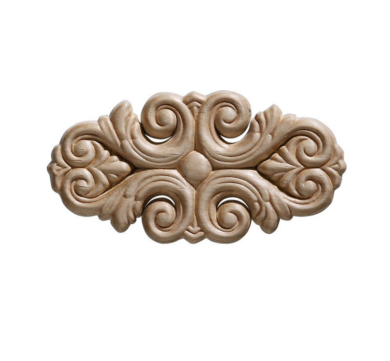 Unfinished Birch Wood Scroll Onlay Ornament Set