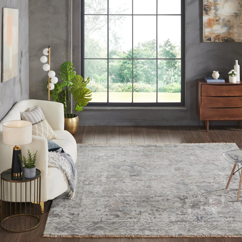 Labarbera Pearl Sand Hand-Knotted Area Rug, Rectangle 10' x 14'