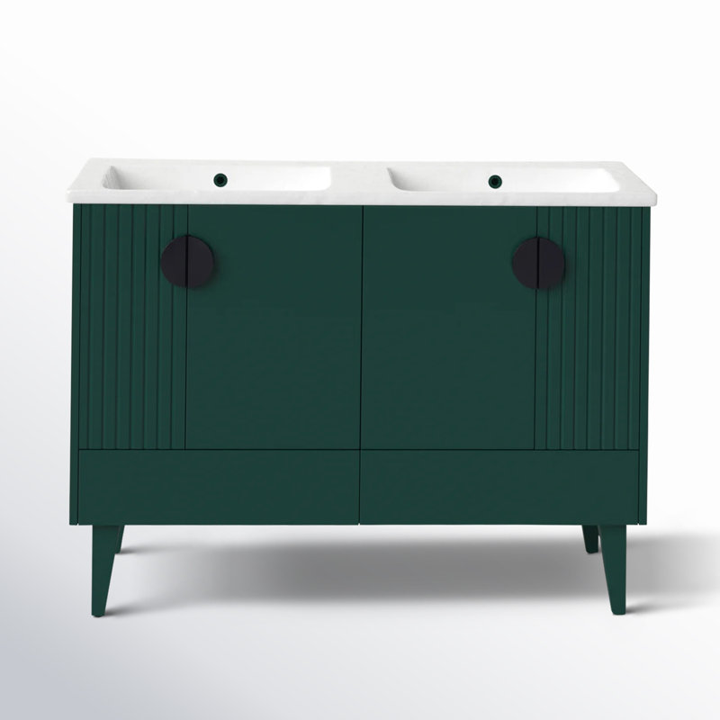 Ensemble de meuble-lavabo double 47 po Saimah, Noir, Vert