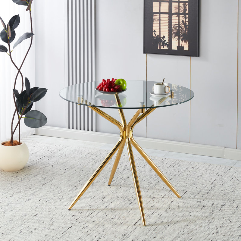 Table de salle à manger de haute qualité en verre trempé et pieds en métal, réglable pour différentes utilisations, installation simple, table à économie d'espace facile à entretenir avec pieds en verre lisse, caractéristiques innovantes