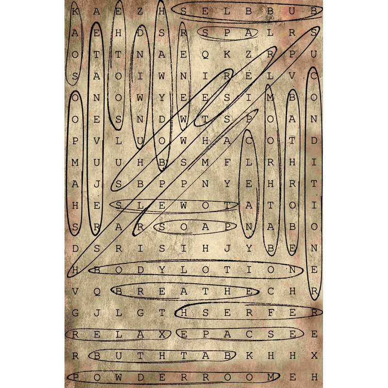 " Bathroom Simple Word Search ", 12" H x 8" W  