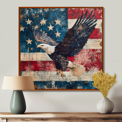 Patriotisme, aigle et drapeau des États-Unis, paysage V - aigle, art mural