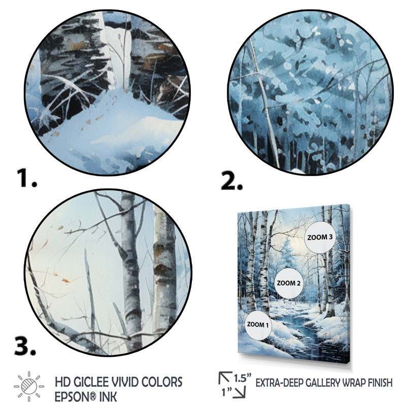 Birch Woods Winter Moonrise V, Cadre photo blanc, H 32 po x l 24 po x P 1 po