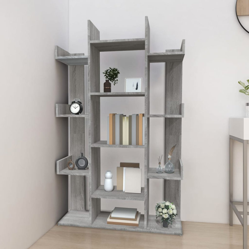Ayal 140 cm H x 86 cm W Library Bookcase, Grey Sonoma