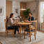 Bowerbank Extendable Rubberwood Round Wood Top Dining Table with Wood Base