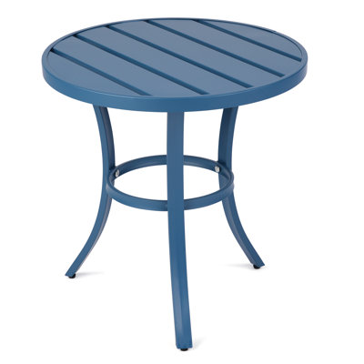 Metal Outdoor Round Side Table, Patio Coffee Bistro Table For Indoor Outdoor, Yellow by George Oliver