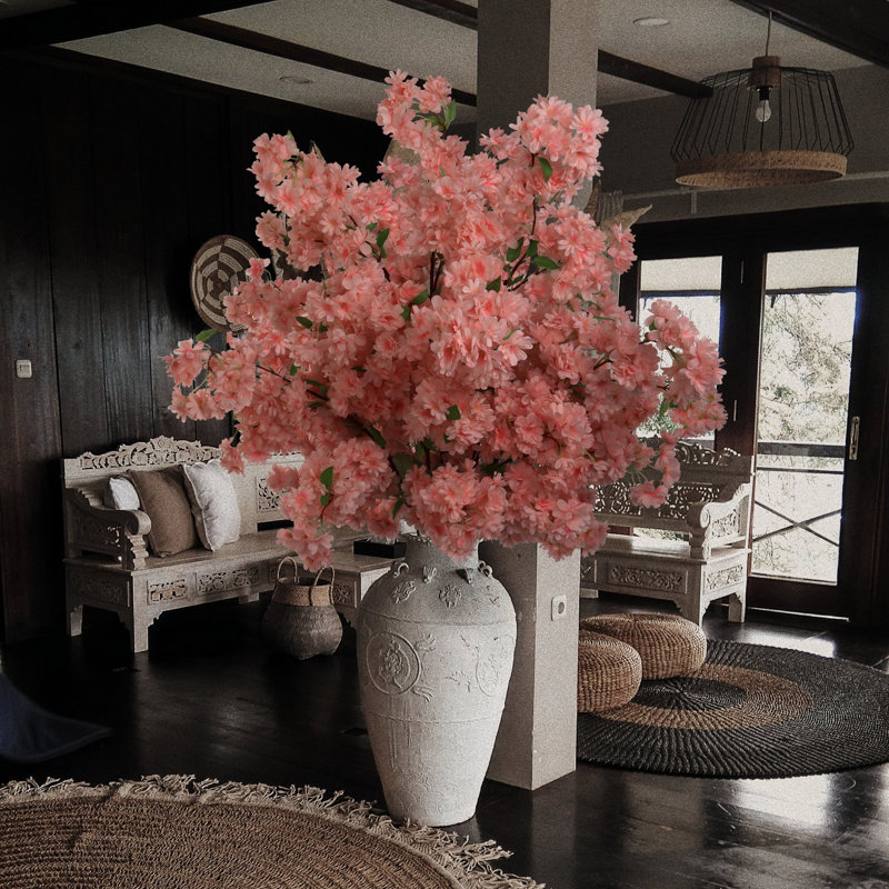 Cerisier artificiel réaliste de 30 po de hauteur - Arbre en soie pour décoration intérieure, Rose clair
