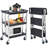 Portable Folding Service Cart, 3-tier Fold Up Rolling Cart,  Up To 330 Lbs Load Capacity,t For Office Home Warehouse