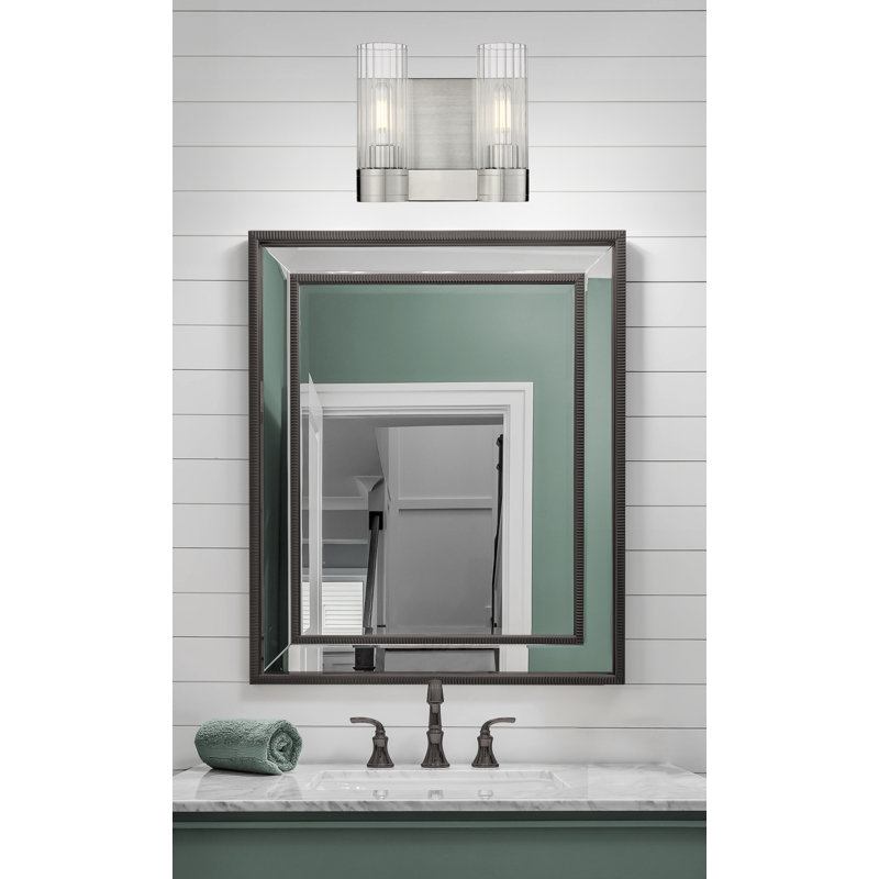 Applique murale 11 po 2 lumières Empire, Transparent, H 9,5 po x l 10,5 po x P 5,5 po, Nickel satiné