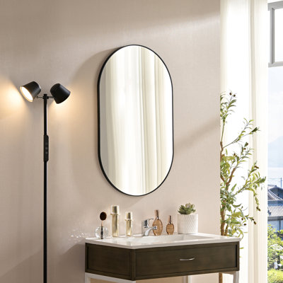 Miroir mural ovale 30 x 40 pouces pour décoration de salle de bain, image claire, cadre antirouille, design minimaliste luxueux, métal et salon 40 * 30 faciles à installer, verre haute définition, style, installation sécuritaire