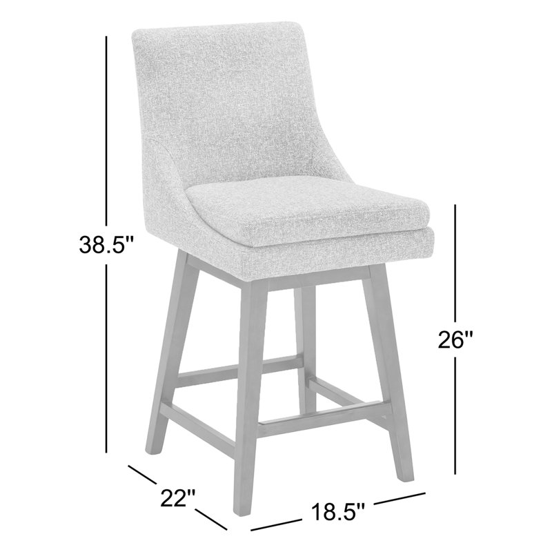 Tabouret de comptoir pivotant rembourré Zahara, Nathan gris tweed / noyer