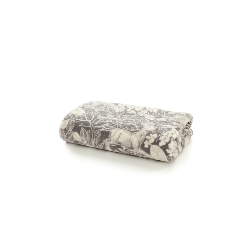 Deyongs 1846 Winter Forest Check Fleece Throw, Grey
