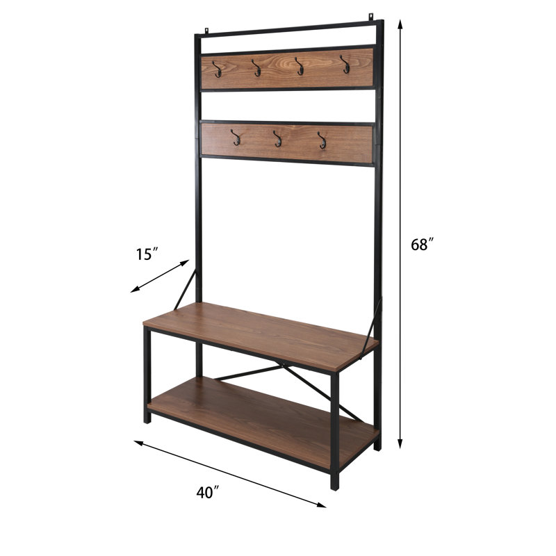 Hall Tree 41'' Wide with Bench and Shoe Storage