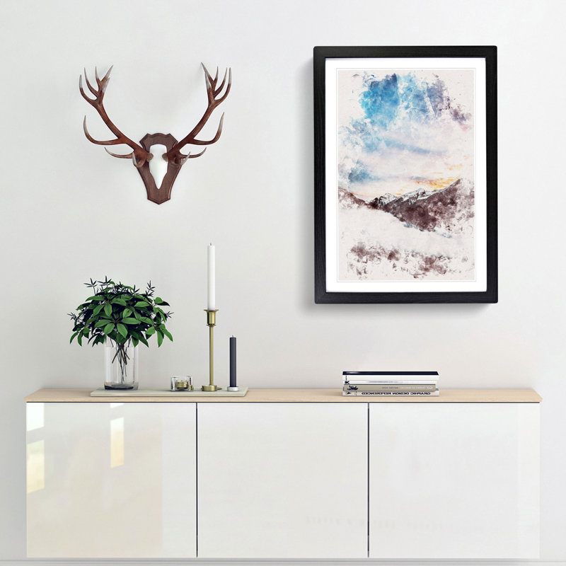 The Cloudy Mountains - Picture Frame Graphic Art, Black Framed, 63cm H x 45cm W x 2cm D