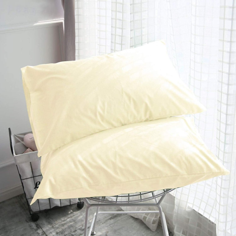 Ensemble de 2 taies d'oreiller en microfibre de grande taille FLxxie, Ivoire