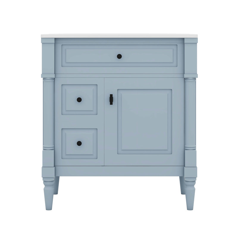 Meuble-lavabo de 30 po avec lavabo, 2 tiroirs, une armoire et un tiroir basculant Designs, Bleu/gris