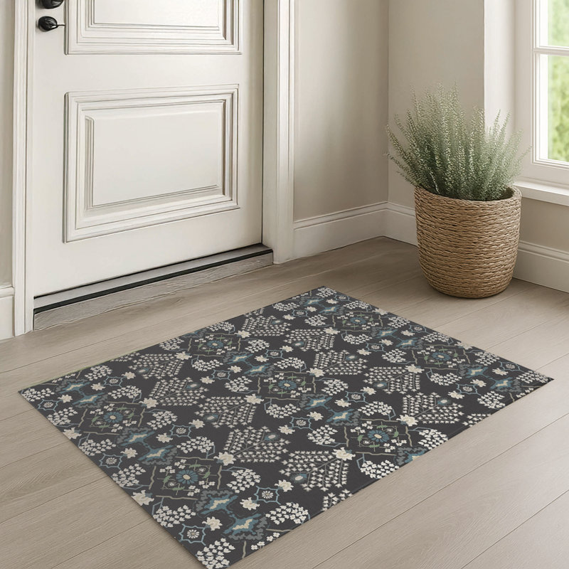 Tapis d'entrée à profil bas avec envers antidérapant Tilly, Gris anthracite, L 60 po x L 84 po