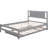 Gray Full Platform Bed With Adjustable Trundle - Functional Pine Wood Contained