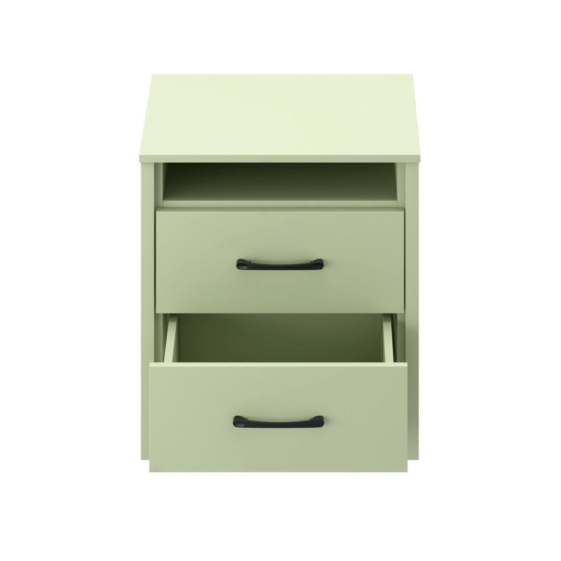  Table de chevet 2 tiroirs 22,7 po Allysyn, Vert sauge, Ensemble de 2