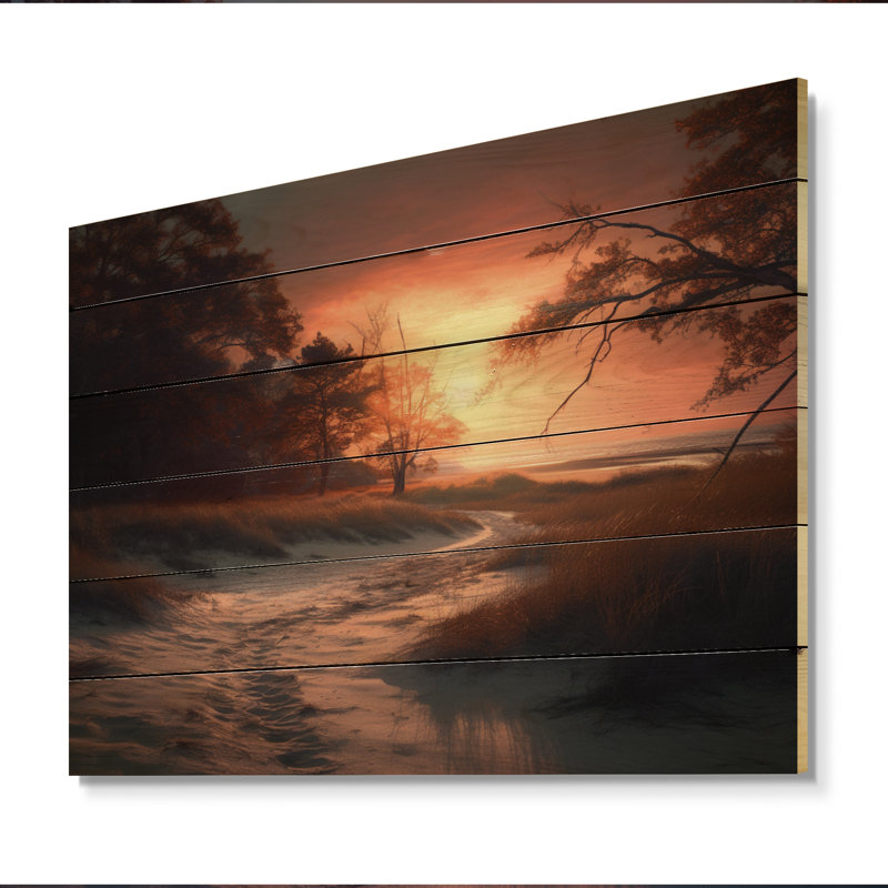 «Beachside Sunset I» sur bois, H 24 po x l 32 po x P 0,78 po