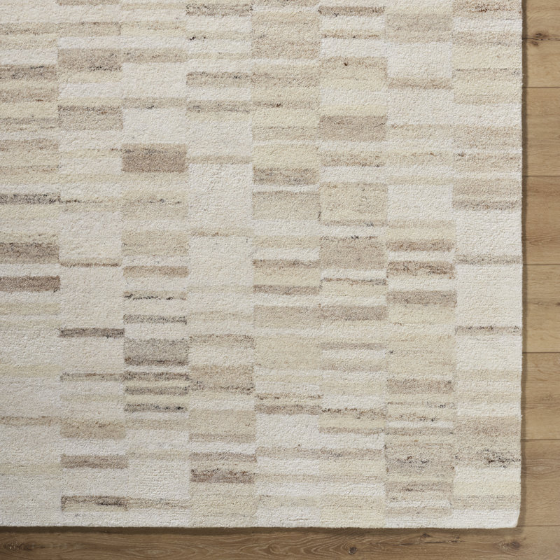 Ivory Hand-Tufted Wool Rectangular Area Rug 2' x 3'
