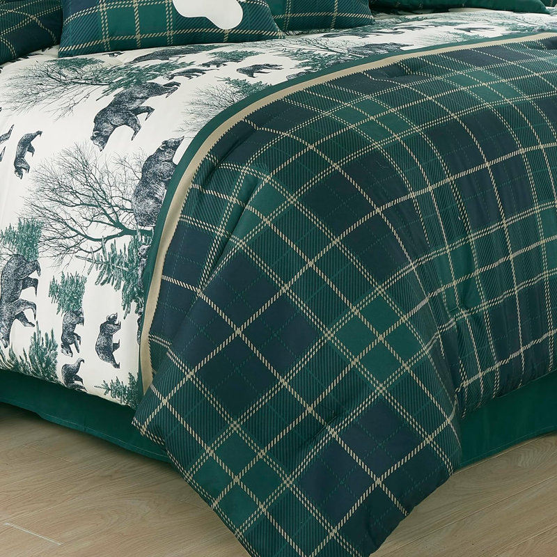 Southwestern Cabin Lodge Bedding 7-Piece Bear Comforter Set, Full Comforter+2 Standard Shams+3 Throw Pillows