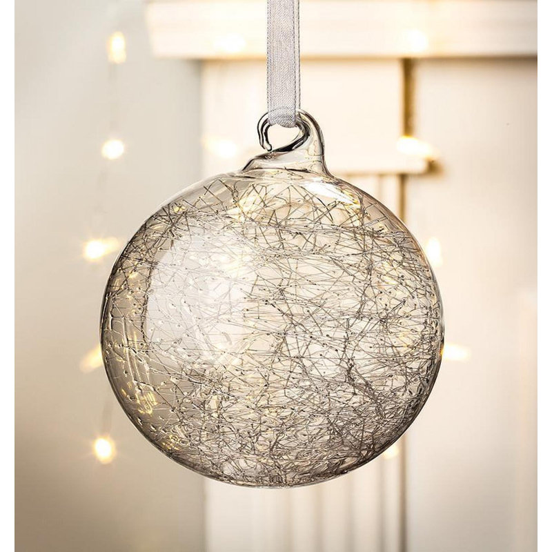 Ornement boule avec fils de verre