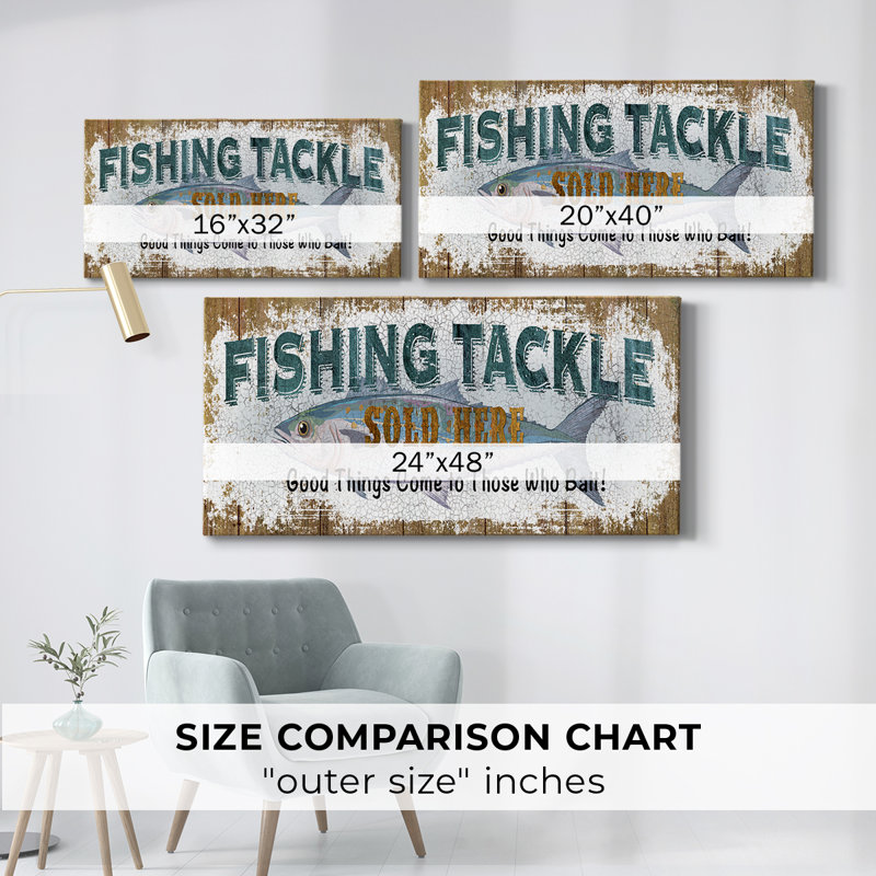 Fishing Tackle- Gallery Wrapped Canvas -Ready to Hang, 24" H x 48" W